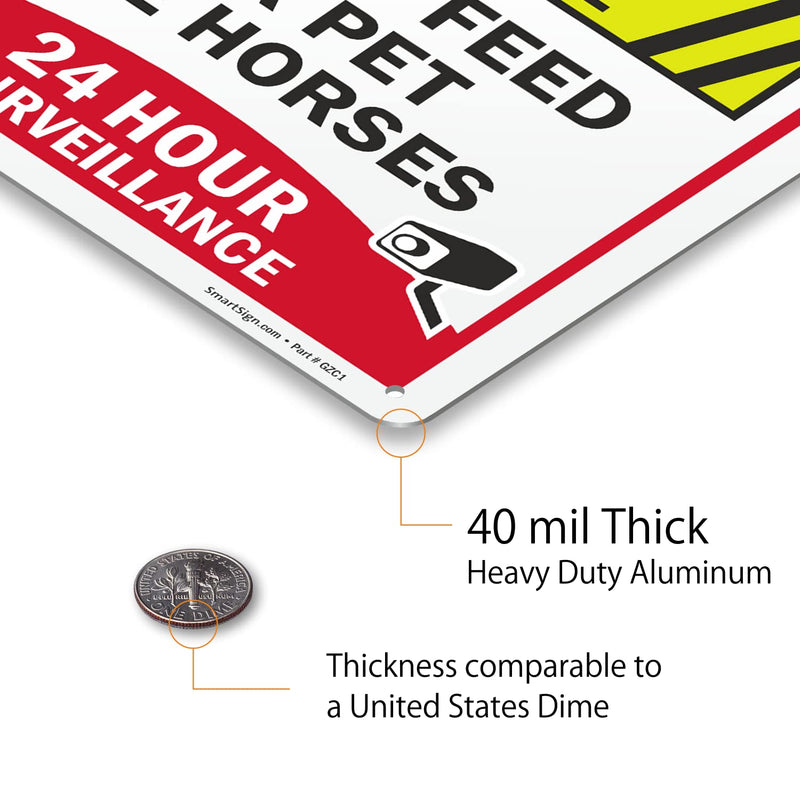 SmartSign 14 x 10 inch “Private Property - Horses May Bite, Do Not Feed Or Pet The Horses, 24 Hour Surveillance” Metal Sign, 40 mil Laminated Rustproof Aluminum, Multicolor - BeesActive Australia