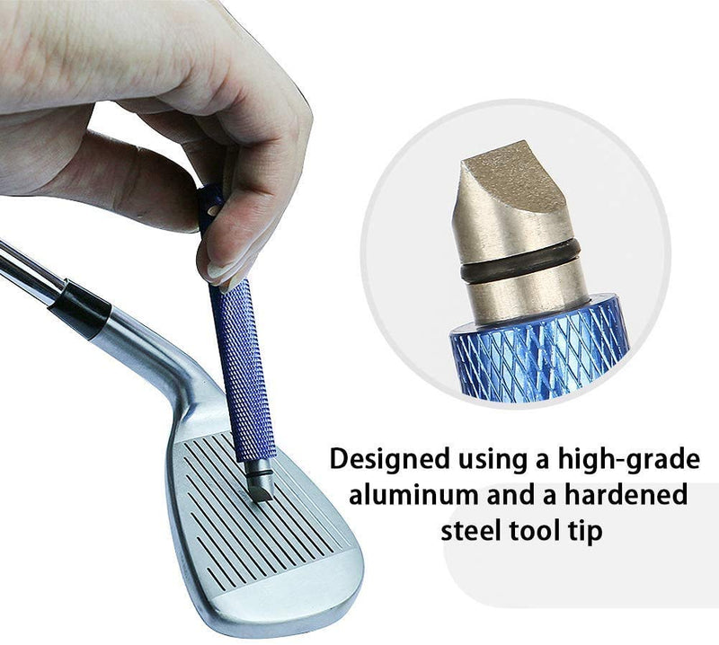 MUZHI Golf Club Groove Sharpener Cleaner, Re-Grooving Tool and Cleaner for Wedges & Irons - Generate Optimal Backspin Blue(1Pack) & Silver(1Pack) - BeesActive Australia