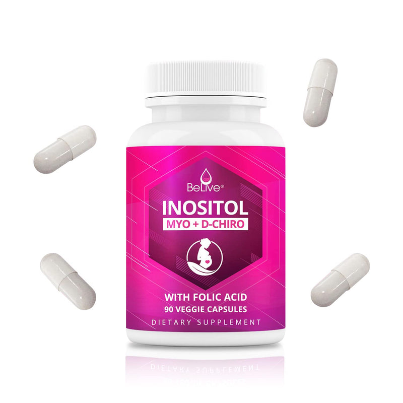 Myo-Inositol & D-Chiro Inositol Capsules with Folic Acid for PCOS | Prenatal Fertility Supplements for Women | Vitamin B8 | Improves Hormonal Balance & Supports Ovarian Function | 40 to 1 (90 Count) - BeesActive Australia