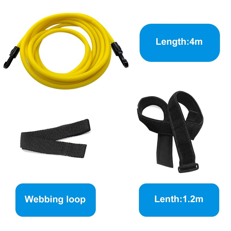Kenoucle Swim Training Belts Swim Bungee Cords Resistance Bands Swim Tether Stationary Swimming, Swim Harness Static Swimming Belt Yellow 6mm*9mm*3m - BeesActive Australia