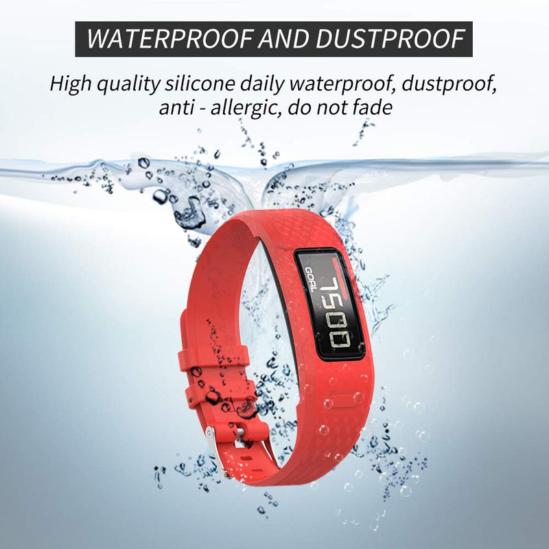 Watbro Bands Compatible with Garmin Vivofit 1/ Vivofit2, Soft Silicone Colorful Replacement Watch Band Strap Wristband for Vivofit 1/ Vivofit 2 Activity Tracker, for Women Men Small Large 4 Pack:Pink+Purple+Orange+Red large (7.25-9.47 inch) - BeesActive Australia