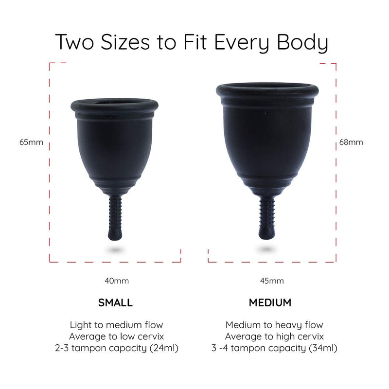Ruby Cup - Reusable Menstrual Cup - Small (Light Flow) - Black - Includes Cup Donation. Perfect for Beginners. Safe, Convenient & Eco-Friendly. Reliable Alternative to Tampons & Sanitary Towels S (Pack of 1) - BeesActive Australia