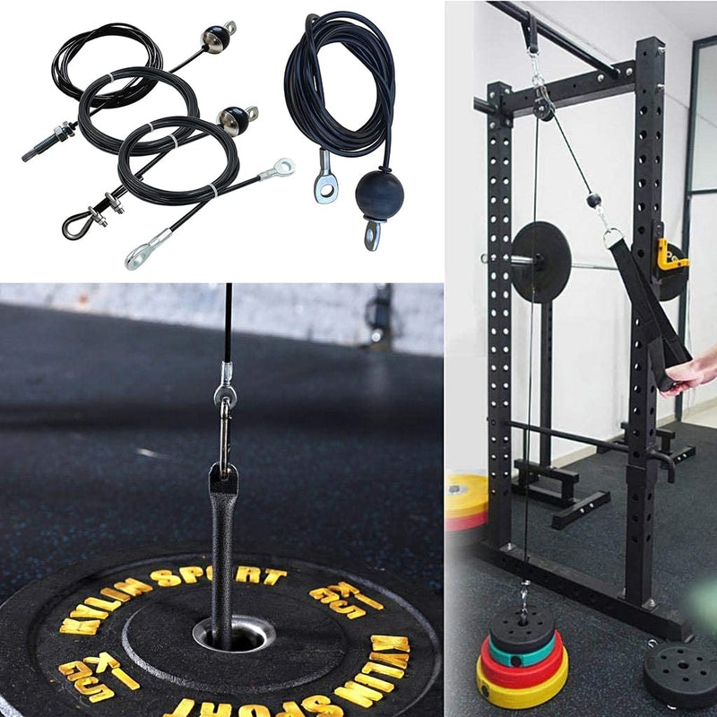 KORIKAHM Fitness Pulley Cable 118/157 / 197/236 Inch, LAT Pulldown Cable Replacement Gym Thick 6mm for Pulley System Cable Machine Accessories, PU Coating Steel Wire Rope with Stopper Ball Cable with Ball 118.0 Inches - BeesActive Australia