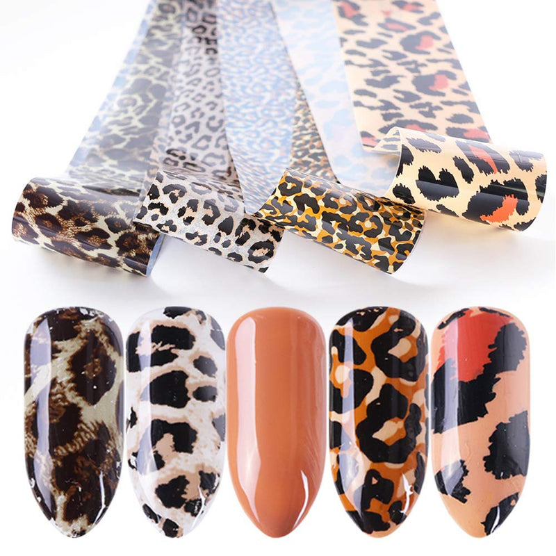 CHANGAR Animal Skin Nail Art Foil Transfer Decals Serpentine Leopard Print Tiger Snake Skin Pattern Fish Scale Nail Foil Adhesive Stickers Starry Manicure Transfer Tips Nail Art DIY Decoration Kit - BeesActive Australia