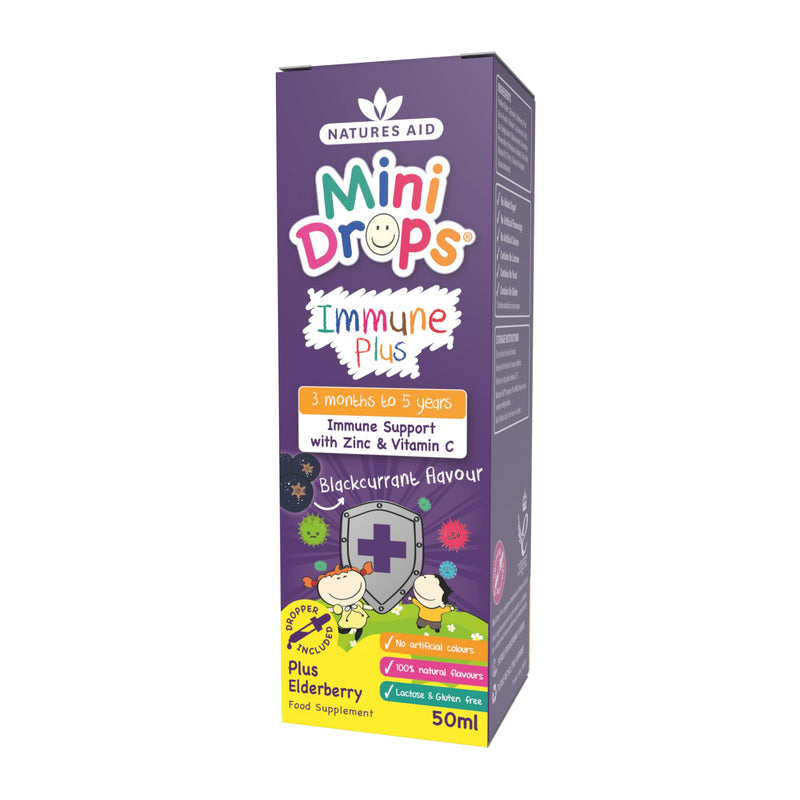 Natures Aid Immune Plus Mini Drops for Infants and Children, No Added Sugar, 50 ml (Pack of 1) Mini Drops Immune Plus, 50 ml - BeesActive Australia