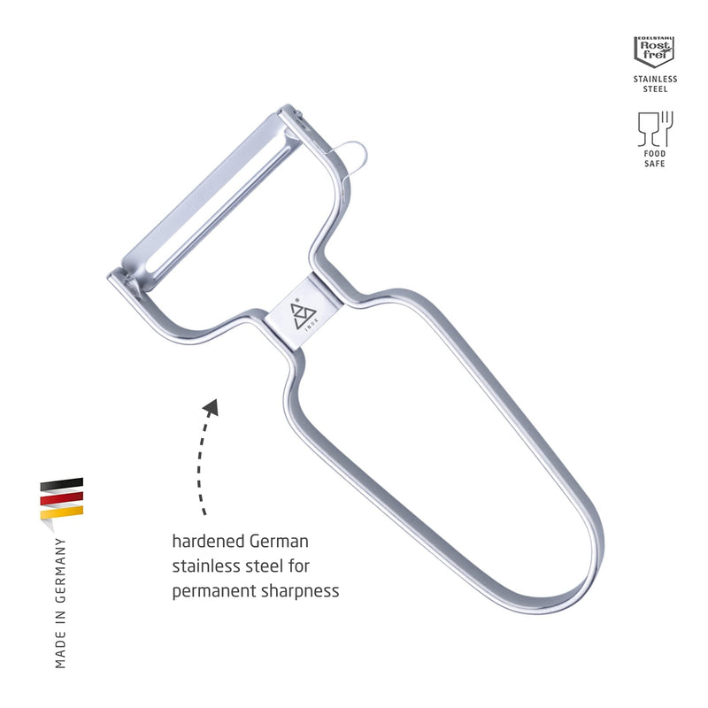 triangle Y-Peeler - 50 mm - Stainless Steel Horizontal Straight Blade - Peeler for Hard-Skinned Fruits & Vegetables - Ergonomic Handle - Dishwasher Safe - Made in Germany 50mm - BeesActive Australia