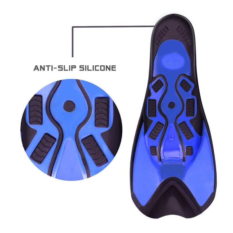 Atphfety Smart Short Blade Swim Fins for Training Swimming and Snorkeling blue X-Small - BeesActive Australia