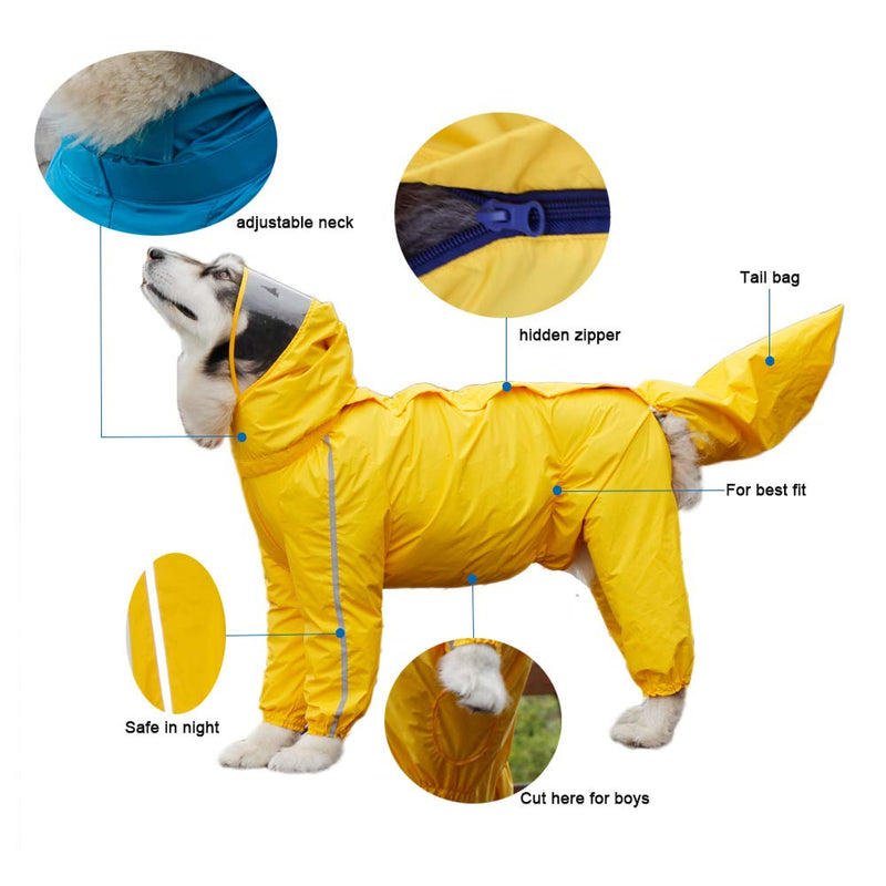 HDKUW Dog Raincoat, Lightweight Dog Rain Jacket Hoodies Waterproof Large Dog Rain Poncho for Medium Large Dog 8XL Blue - BeesActive Australia