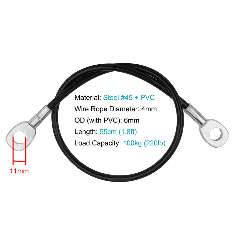 MOUNTAIN_ARK 4 Pack 1'10" (55 cm) Fitness Replacement Gym Cable, Cable Attachments for Home Gym Equipment, Pulley Machine Accessories, Heavy Duty Steel Wires Rope Load 220 lb, 6mm OD - BeesActive Australia