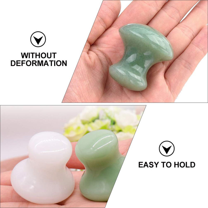 OSALADI 2Pcs Gua Sha Facial Tools, Green Jade Quartz Mushroom Face Massage Gua Sha Rollers Stones Scraping Massage Tool for Women Home Spa - BeesActive Australia