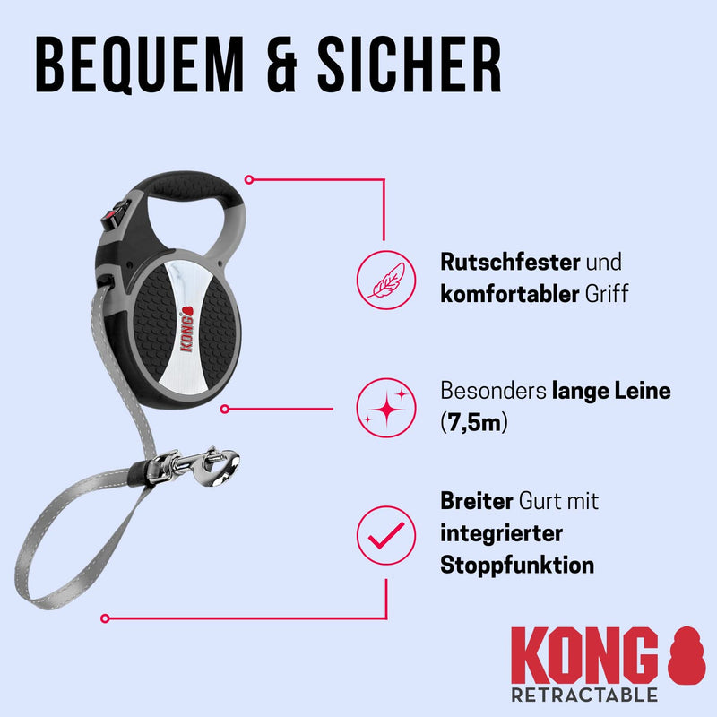 Alcott KONG Retractable Explore Dog Leash, 24 ft. Large Grey - BeesActive Australia
