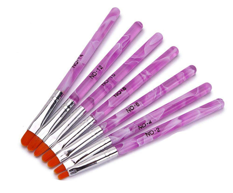NEJLSD 7Pcs UV Gel Nail Art Painting Brush Design Tools Nail Art Tips Builder Brush Pen Flower Drawing Pen for Professional Salons (Pink) Pink - BeesActive Australia