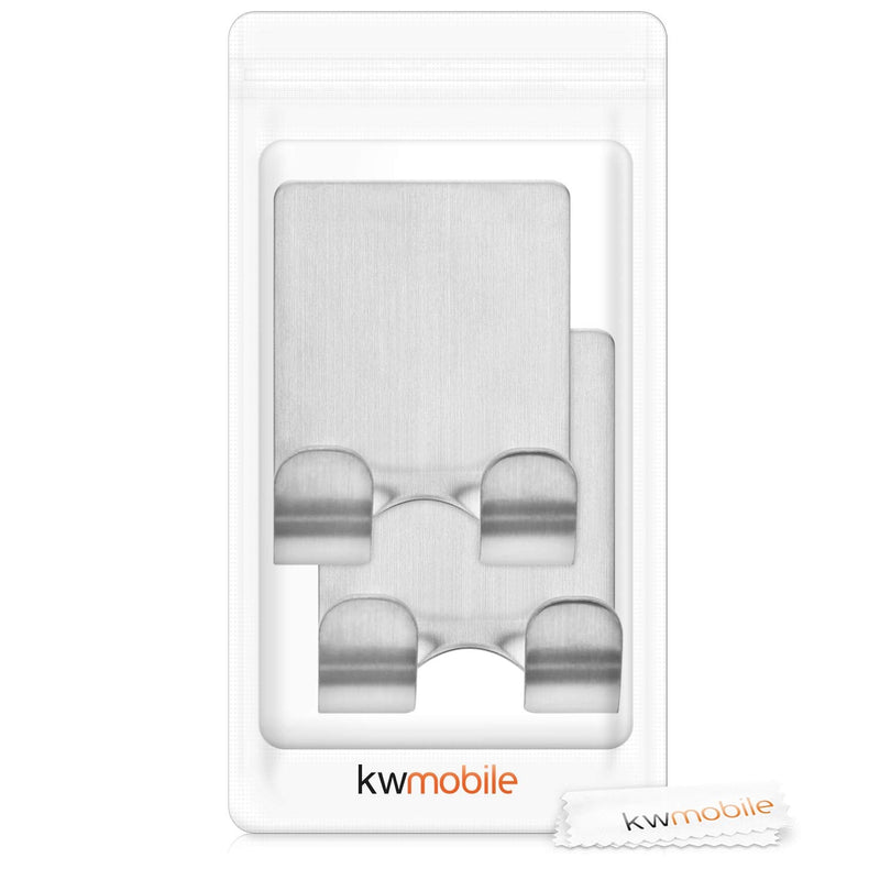 kwmobile 2X Razor Holder- Self-Adhesive Zinc Alloy Shaver Wall Mount - Bathroom Organizer for Showers - Silver - BeesActive Australia