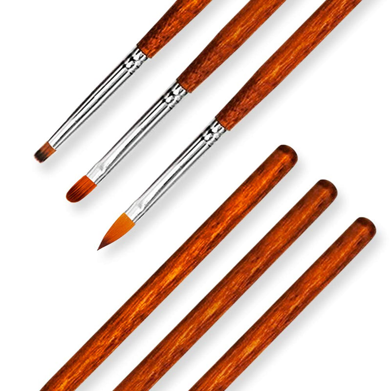 DANNEASY 3Pcs Wooden Nail Brushes For Acrylic Application Nail Art Gradient Drawing Pen UV Gel Nail Ombre Brush Manicure DIY Tools Kit 1 - BeesActive Australia