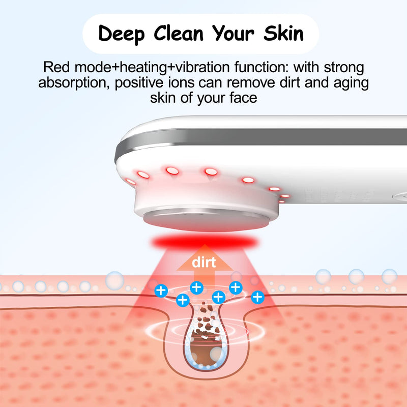 Electric Face Massager, Portable Hot and Cold Facial Massage Tools for Skin Care, Heating and Cooling Device with Multi-Color and Vibration, Deep Cleansing Tool with Base, Gifts for Women (White) White - BeesActive Australia