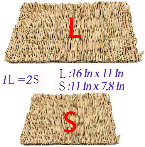 Hamiledyi Grass Mat Woven Bed Mat for Small Animal Large Bunny Bedding Nest Chew Toy Bed Play Toy for Guinea Pig Parrot Rabbit Bunny Hamster Rat 4L grass - BeesActive Australia