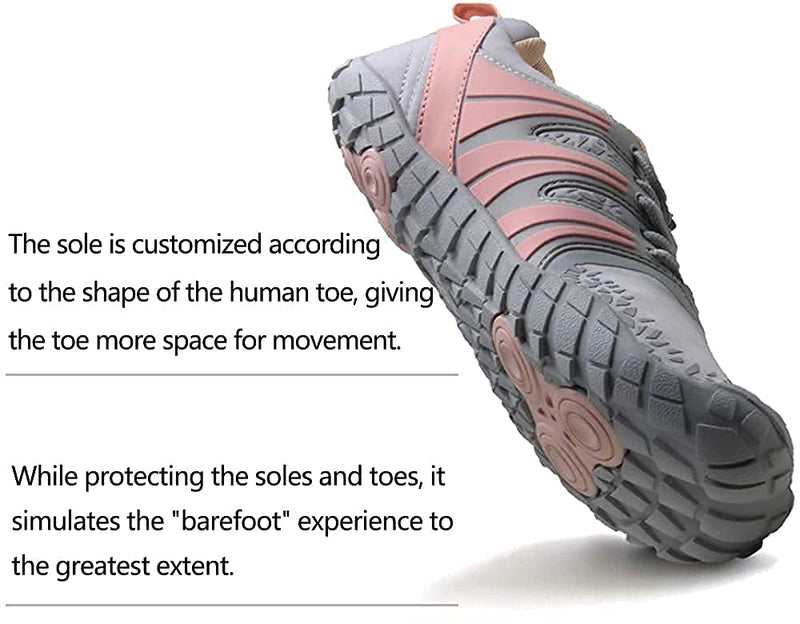 Oranginer Women's Barefoot Shoes - Wide Toe Box - Zero Drop - Minimalist Shoes 9 Gray Pink - BeesActive Australia