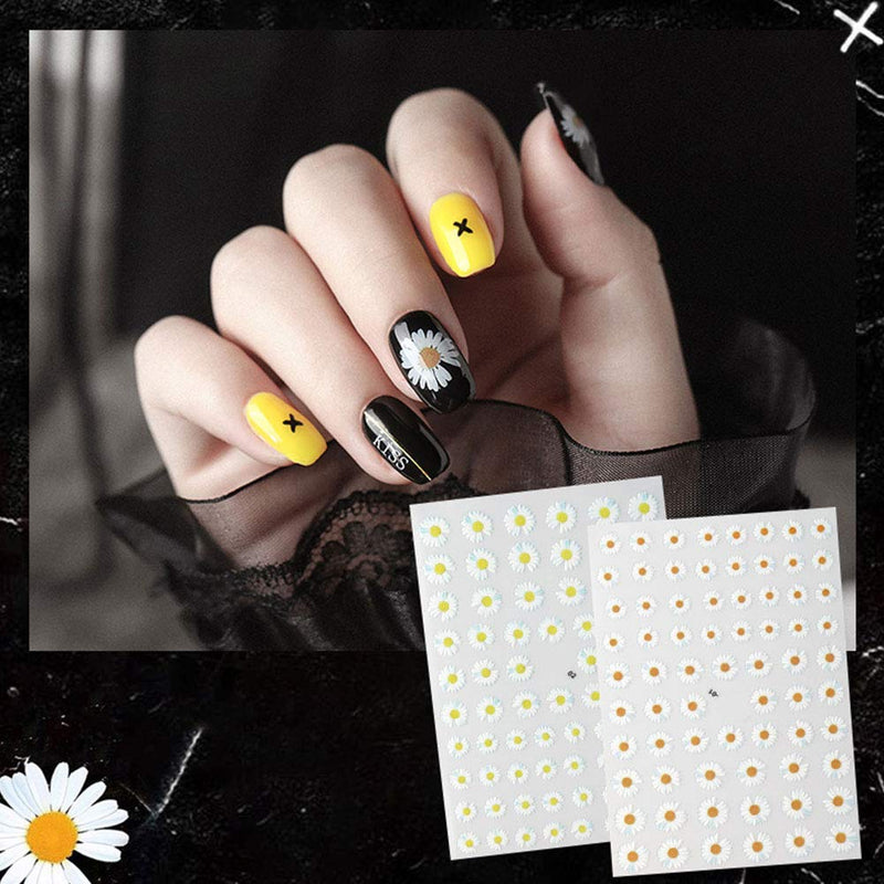 Nail Art Stickers 12 Sheet 3D Self-Adhesive Nail Decals Sunflower Small Daisies Flowers Mix DIY Design Decoration Accessories for Girl - BeesActive Australia