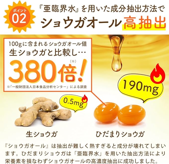 YONEKiCHi Ginger Supplement Hidamari Ginger Ginger All Contains Red Chili Extract Hihatsu Domestic 30 Days 60 Tablets - BeesActive Australia