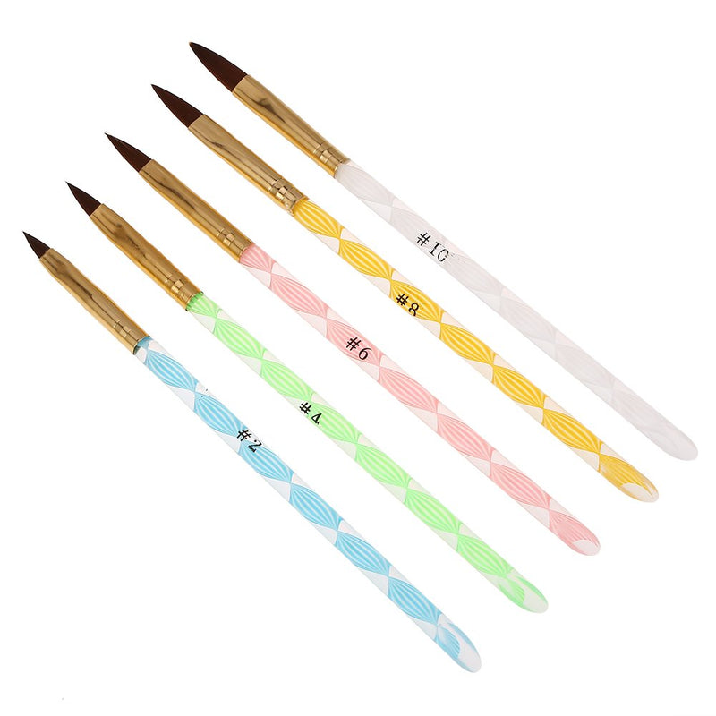 UV Gel Acrylic Nail Brush Kit, 5pcs Professional Nail Art Set Acrylic Handle UV Gel Carving Pen, Liquid Powder Nail Art Brush for Nail Art Tips Builder and Nail Painting - BeesActive Australia