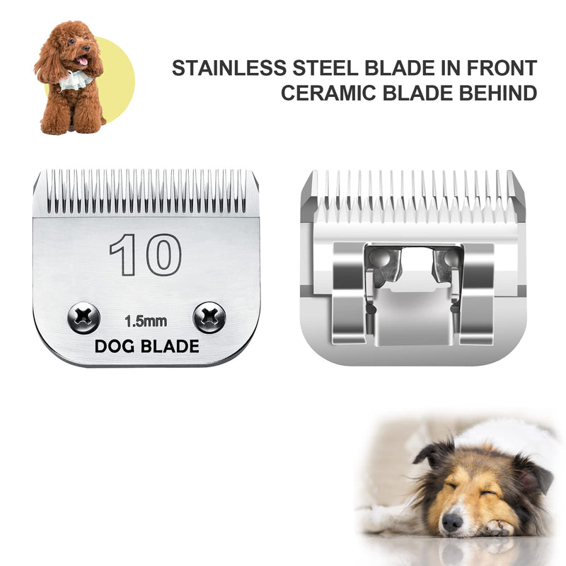 #10 Blade CeramicEdge Carbon-Infused Steel Dog Clippers Blades Compatible with Andis Pet Clippers AG AGC Ceramic Sharp Size-10, 1/16-Inch Cut Length,Sliver - BeesActive Australia