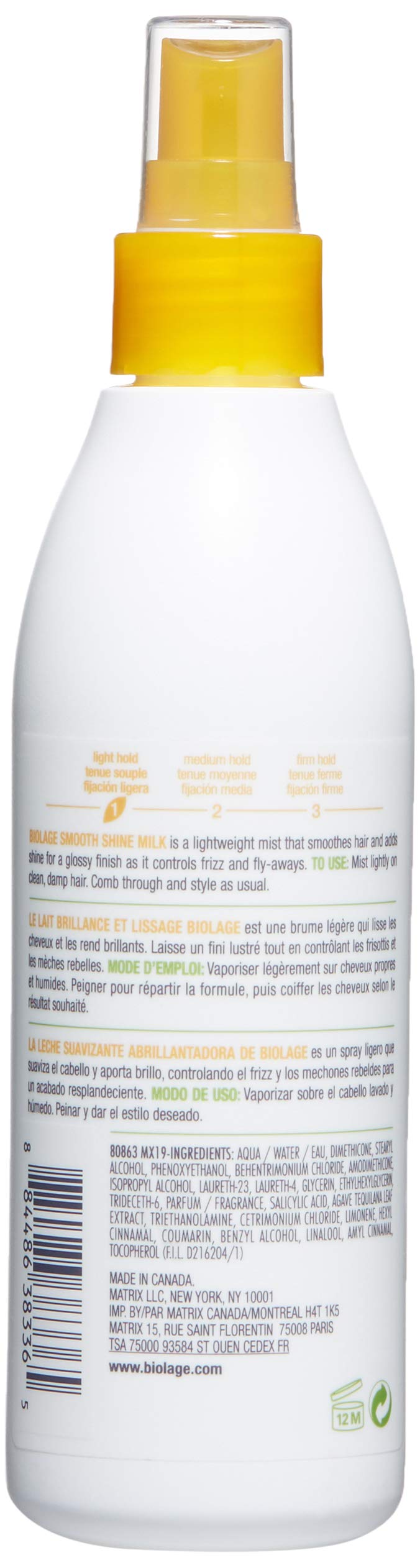 BIOLAGE Smooth Shine Milk | Lightweight Moisturizing & Shine Hairspray | Paraben-Free | For All Hair Types | 8.5 Fl Oz - BeesActive Australia
