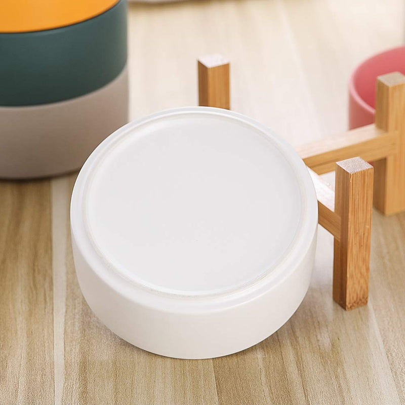 Ceramic Elevated Raised Cat Bowls ,Cat Food Dish with Stand, Raised Cat Food or Water Bowls Anti Vomiting,Pet Bowl with Anti Slip Rubber pad,Stress Free for Cats and Small Dogs（400ML/13.5OZ White - BeesActive Australia
