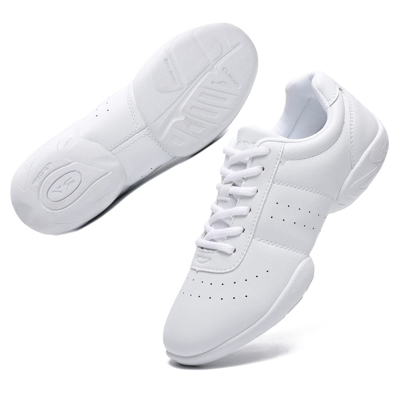 LANDHIKER Cheer Shoes Women White Dance Shoes Girls Youth Cheerleading Fashion Sports Shoes Tennis Training Athletic Shoes Flats 6 White02 - BeesActive Australia