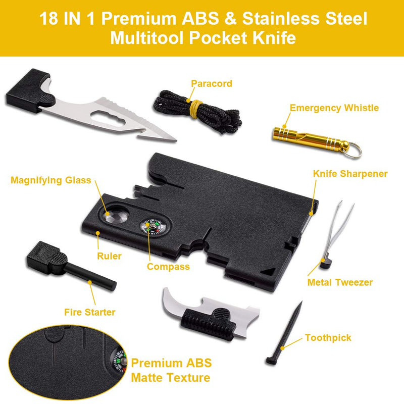 Upgraded Credit Card Tool Multitool - Fathers Gifts for Dad Him 18 in 1 Multi-Tool Gadgets - Christmas Gifts for Men Dad Father Women Stocking Stuffers Wallet Tools With Blade Compass Screwdrivers - BeesActive Australia