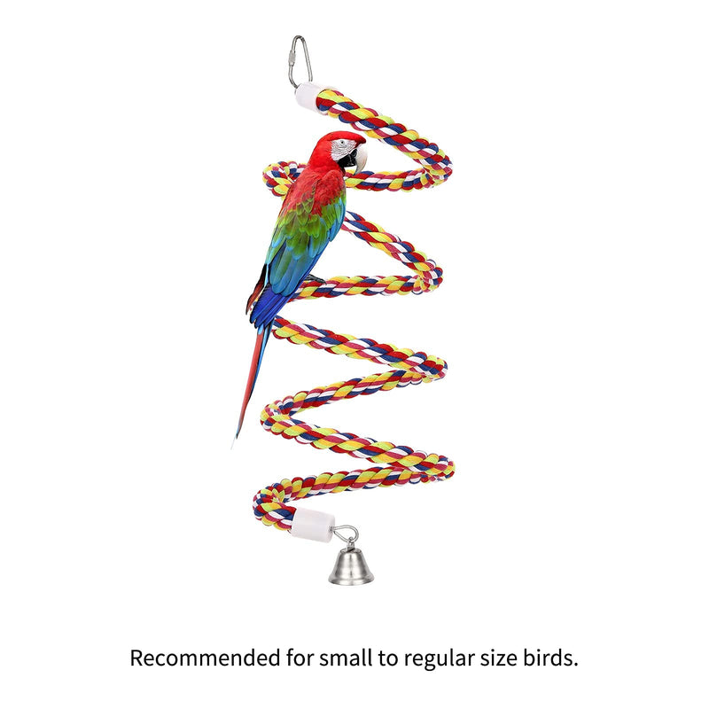 OSWINMART 2Pcs 63'Bird Rope Perches Birdcage Swing Toys 100% Cotton No Smell Peck/Chewing with Bell Climbing Standing Bungee Bird Toys for Small to Regular Size Parrot Cockatiel Birds 63'x2pcs - BeesActive Australia
