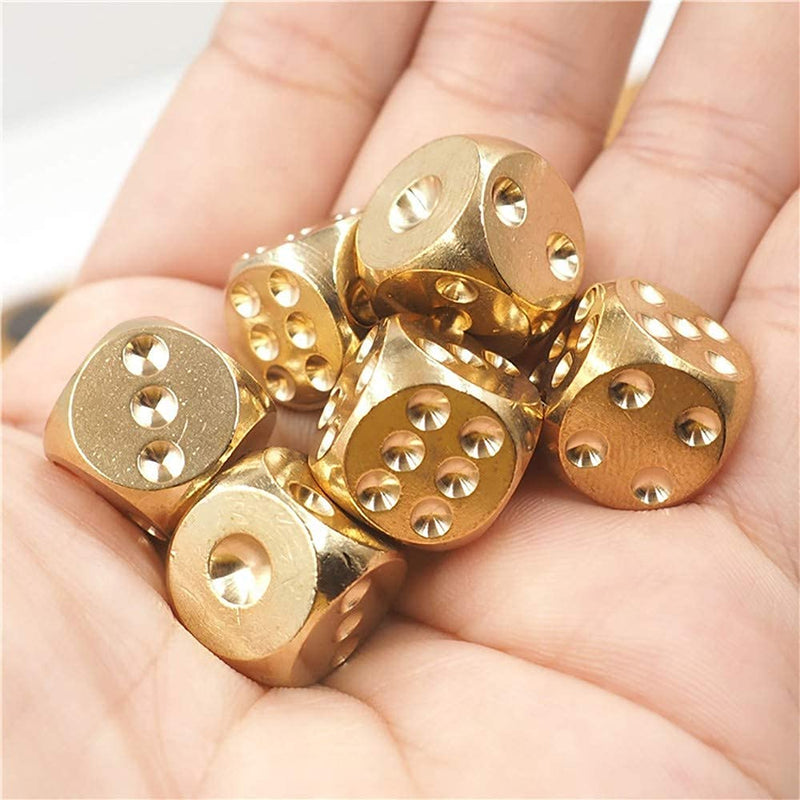 6PCS D6 13mm Metal Brass Dice,Tables Board Game Dice, XMXIAYUN Poker Party Game Toy Portable Dice Man Boyfriend Gift - BeesActive Australia