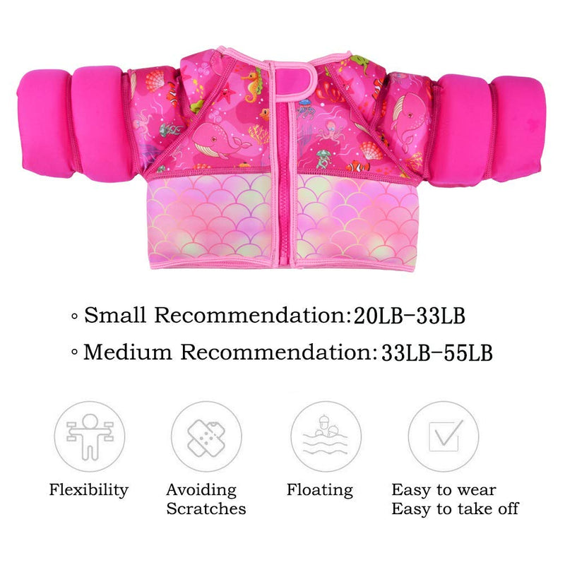 [AUSTRALIA] - iToobe Swimming Jacket for Kids Boys Girls Child Size Watersports Swim Vest Flotation Device Cute Whale Print Beautiful Mermaid Pattern Suitable for 20-33 lbs (S) 33-55 lbs(M) Pink Small 