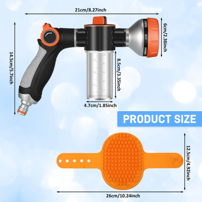 Weewooday 2 Pieces Pet Bathing Tool Set Include Foamer and Dog Rubber Comb, Spray Foamer Wash Foam Sprayer, Pet Bath Brush Rubber Dog Comb for Pets Showering (Orange) - BeesActive Australia