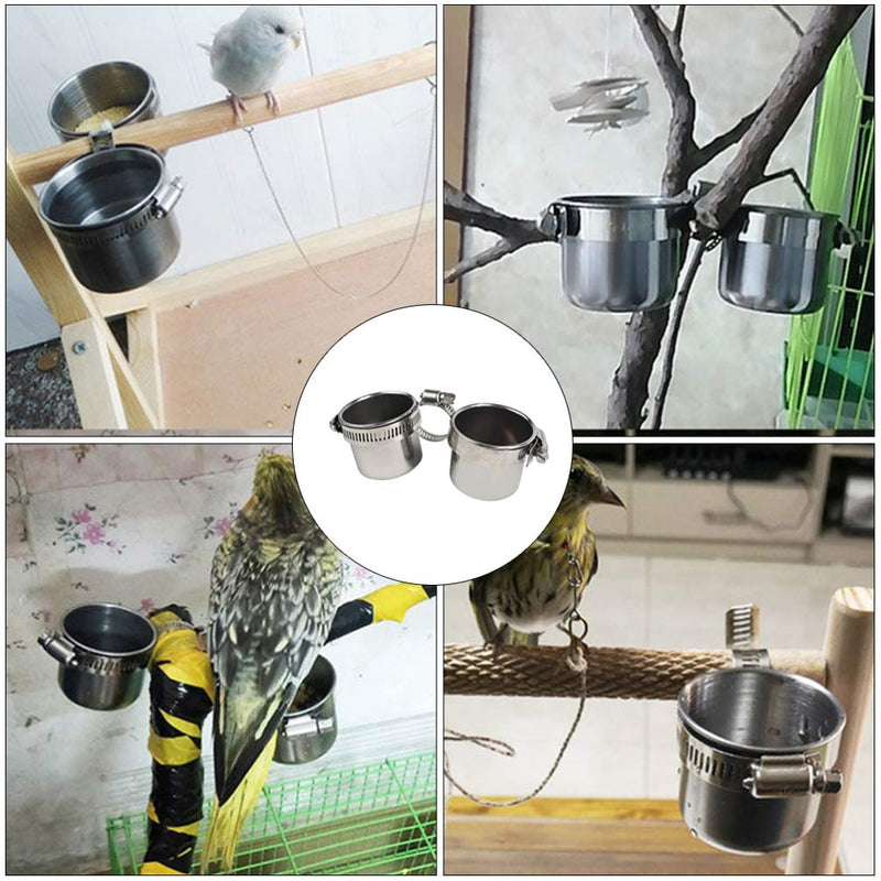 balacoo Bird Water Feeder Dishes Bird Bowl for Cage Coop Cups Parrot Food Hanging Pet Animal Stainless Steel Birdcage Bowls Feeding Perches Play Stand with Clamp 15x6. 5cm - BeesActive Australia