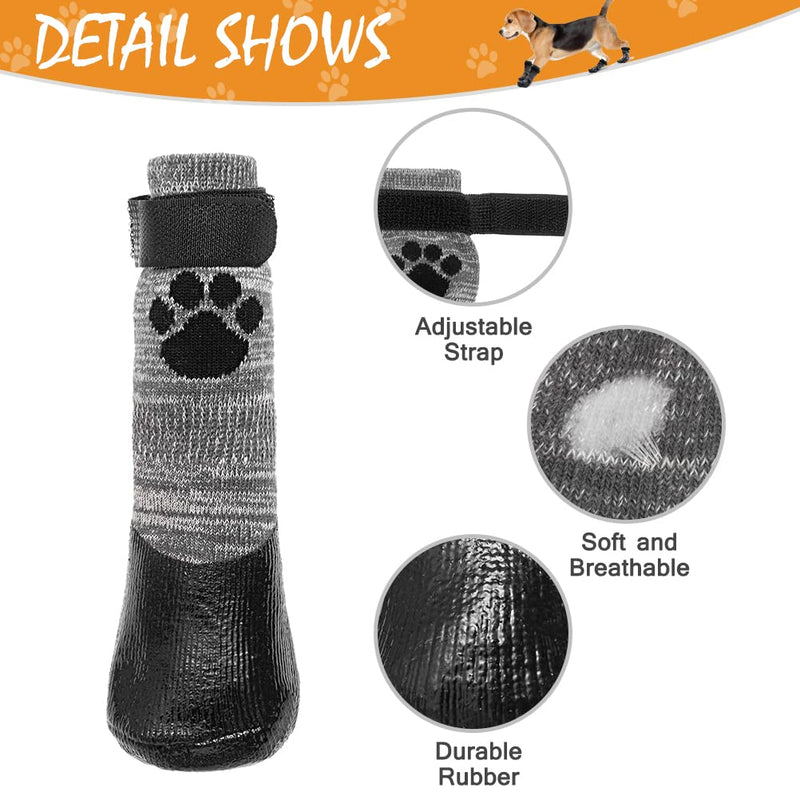 KOOLTAIL Anti Slip Dog Socks - Outdoor Dog Boots Waterproof Dog Shoes Paw Protector with Strap Traction Control for Hardwood Floors Grey X-Large - BeesActive Australia