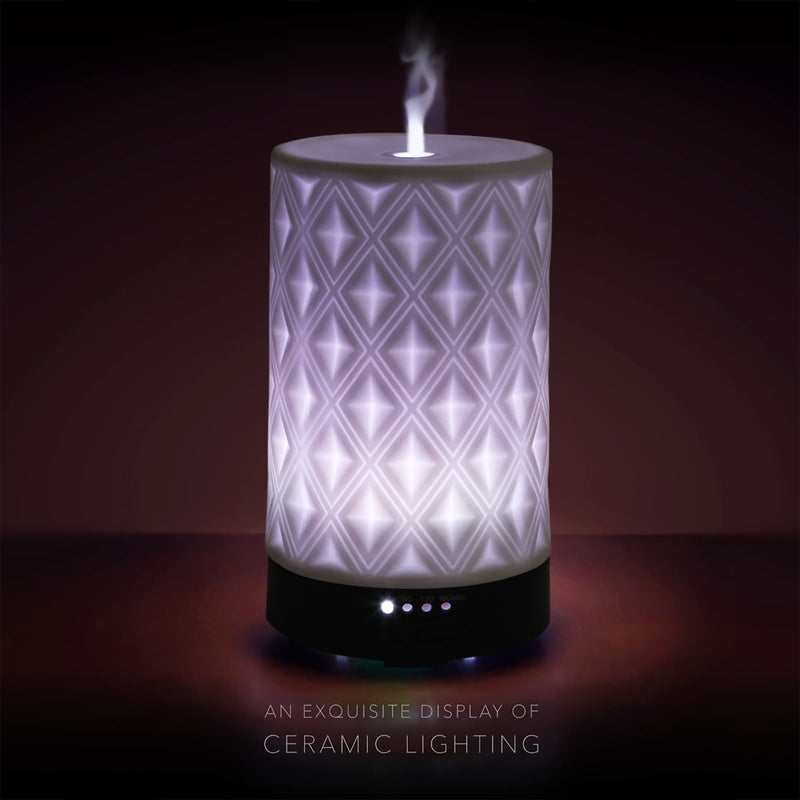 Earnest Living Essential Oil Diffuser for Home White Ceramic Aromatherapy Diffuser 100ml Timers Night Lights Auto Off Function Essential Oils for Diffusers for Home Electric Aroma Diffuser Office Gift Ceramic Gleam 100ml - BeesActive Australia