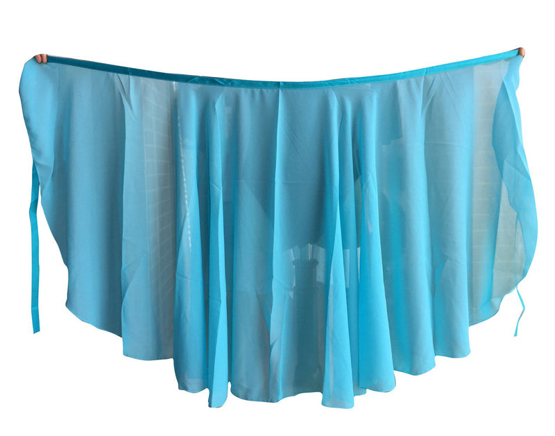 [AUSTRALIA] - woosun Adult Ladies Ballet Leotard Tutu Skirt Women Dance Wrap Over Scarf 60cm Length Skirt Chiffon Light Blue 