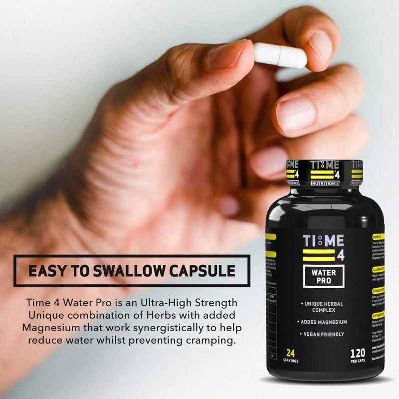 Time 4 Water Pro High Strength Water Pills, Bloating Relief and Weight Loss, Water Balance & Fluid Retention Vegan Friendly 120 Caps 7 Active Ingredients Including Dandelion Root Hawthorne & Green Tea - BeesActive Australia