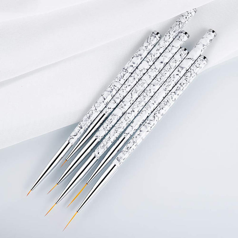 SILPECWEE 6Pcs Fine Nail Art Liner Brush Set Detailing Striping Blending Acrylic Nail Painting Flower Pen Manicure Accessories (5/7/9/11/15/20) NO1 - BeesActive Australia