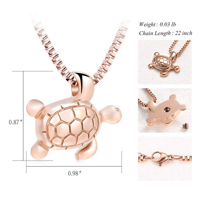 XSMZB Sea Turtle Cremation Jewelry for Ashes Urn Necklace for Ashes Cremation Jewelry for Ashes Necklace for Men Women Memorial Ash Keepsake Pendant Big Rose Gold - BeesActive Australia