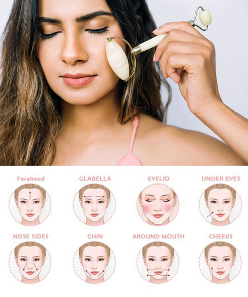 Gua Sha and Face Roller Set, Authentic Natural Jade Stone, Professional Tools for Skin Care Routine, Wrinkles Treatment Tools, Massager Tools for Face, Neck and Body Jade Roller & Gua sha Set - BeesActive Australia