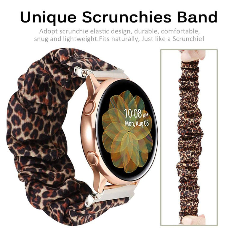Miimall Compatible Samsung Galaxy Active 2 / Watch 4 Scrunchie Band, Pattern Printed Scrunchy Elastic Strap Bands for Galaxy Active 2/ Galaxy Watch 4 40mm 44mm 42mm 46mm (Leopard) Leopard - BeesActive Australia