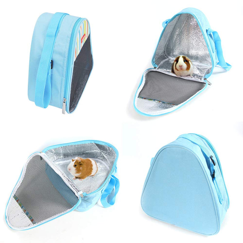 VLIKE Hamster Guinea Pig Bag Carrier Accessories Small Animals Hedgehog Squirrel Chinchilla Sugar Glider Outdoor Travel Bag Zipper Portable Breathable Outgoing Bags Standard 【Triangle】Sky Blue - BeesActive Australia