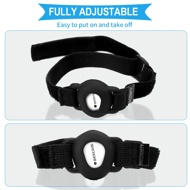 Armband Compatible with Dexcom G7, 8" to 19" Adjustable Arm Band for Adhesive Patches Waterproof Accessories, CGM Continuous Glucose Monitor System Transmitter Sensor Cover (Black) Black - BeesActive Australia