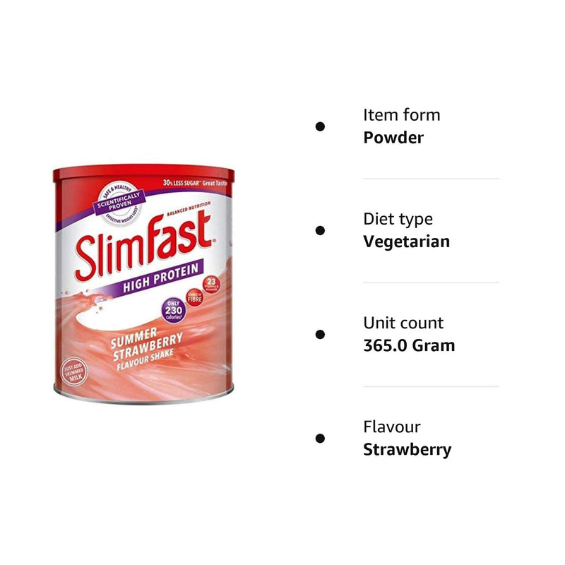 SLIMFAST 365G Summer Strawberry Meal Replacement Milkshake Powder - BeesActive Australia