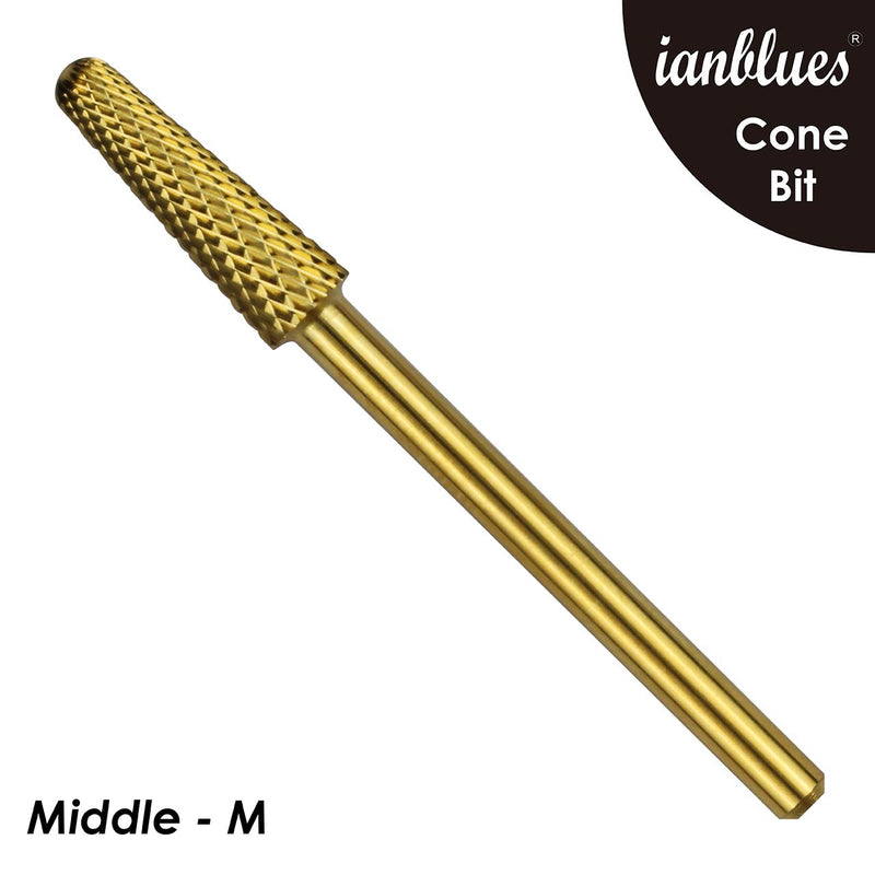 ianblues Cone Bit Carbide Nail Drill for Electric Manicure Drill Machine, Pro-Remove Nail Gels, Acrylic Gels, Dip Powder, or Normal Nail Care (M -Middle, Gold) M -Middle - BeesActive Australia