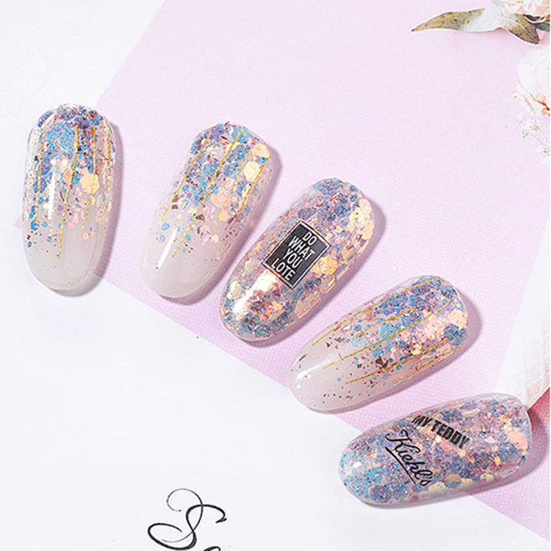 SILPECWEE 6 Boxes Holographic Nail Sequins Set Chunky Glitter Nail Art Powder Dust Make Up DIY Design Manicure Decorations NO2 - BeesActive Australia