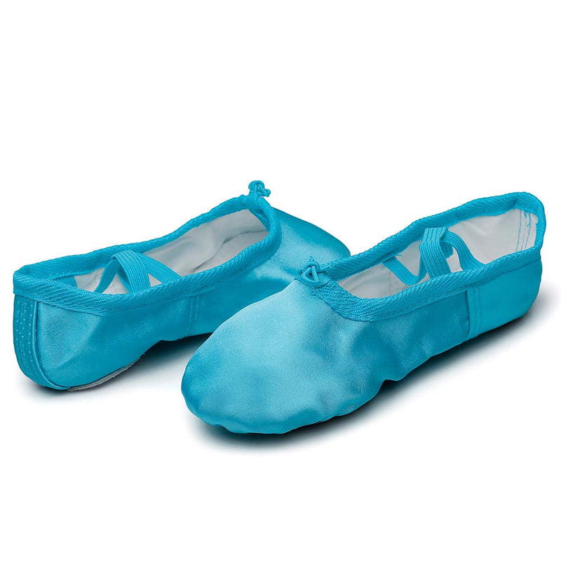 MSMAX Girls Ballet Shoes Satin Performa Dance Slippers for Kids 6 Big Kid Blue - BeesActive Australia