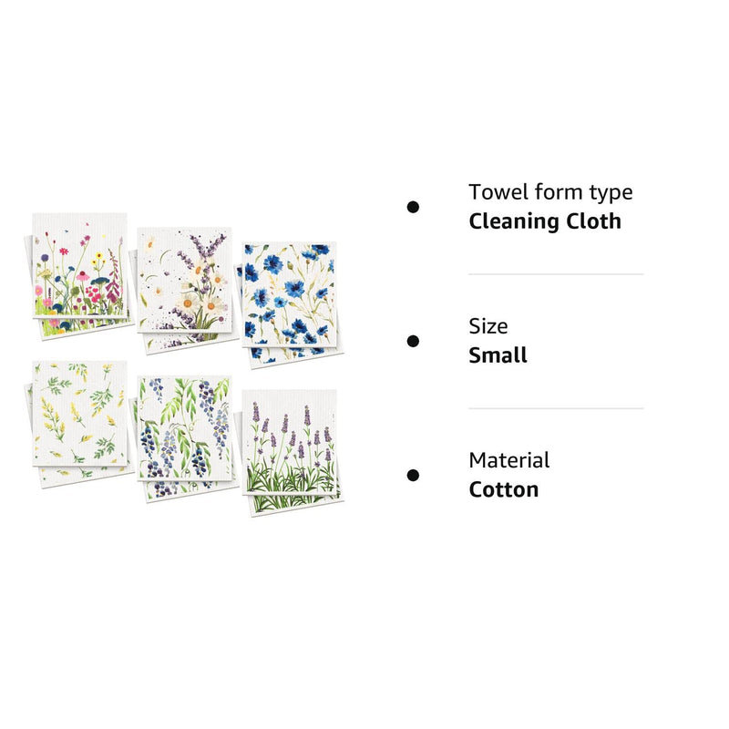 Remagr Swedish Kitchen Dish Towels Wildflowers Kitchen Cloths Reusable Sponge Cleaning Cloths Absorbent Dish Cloth Quick Drying Washable Cleaning Wipes No Odor Hand Towel (12) 12 - BeesActive Australia
