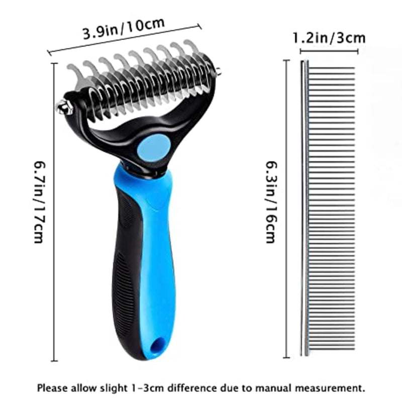 Dog Brush for Shedding – 2 Sided Deshedding brush for Dogs and Cats – Premium Grooming Comb for Short and Long Haired dogs, Cats and other Pets – Blue - BeesActive Australia